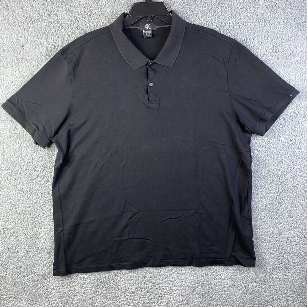 Calvin Klein CK Polo Shirt Mens Size 2XL Short Sleeve Black Polo
